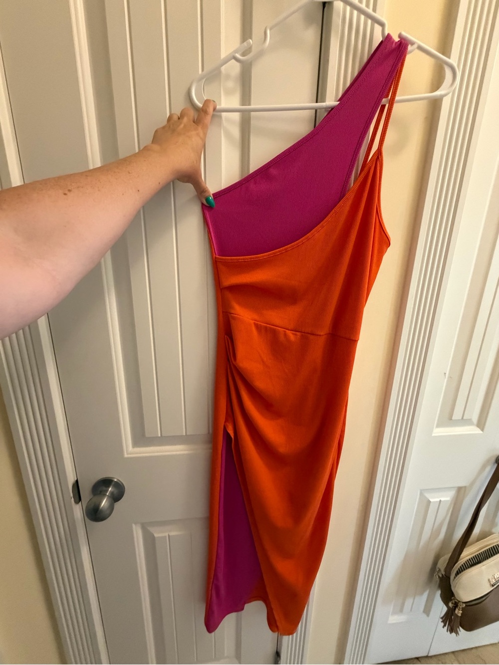 Asymmetrical One-Shoulder Colour block  Dress